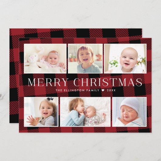 レッドバッファロープレイドフォトギャラリークリスマスカード シーズンカード (正面/裏面)