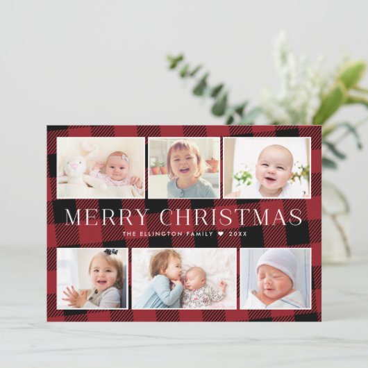 レッドバッファロープレイドフォトギャラリークリスマスカード シーズンカード (スタンド正面)