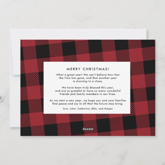 レッドバッファロープレイドフォトギャラリークリスマスカード シーズンカード (裏面)