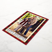 レッドバッファロープレイドフォトハッピーホリデーズ金ゴールド 箔シーズンカード (回転した状態)