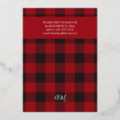 レッドバッファロープレイドフランネルクリスマスパーティー 箔招待状 (裏面)