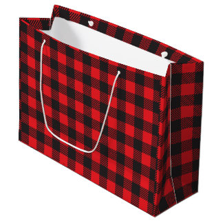 レッドバッファロープレイドプリント |大抱き枕 ラージペーパーバッグ