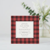レッドバッファロープレイドベビーシャワー招待状 招待状 (スタンド正面)