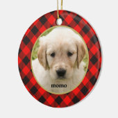 レッドバッファロープレイドペットクリスマスセラミックオーナメント セラミックオーナメント (左)