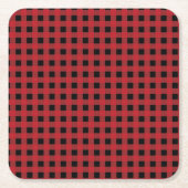 レッドバッファロープレイドホリデー スクエアペーパーコースター (正面)