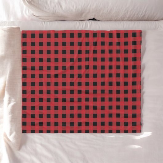 レッドバッファロープレイドホリデー フリースブランケット