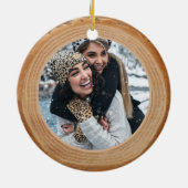 レッドバッファロープレイドボウモノグラム&フォトウッドスライス セラミックオーナメント (裏面)