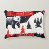 レッドバッファロープレイドポーラーベア アクセントクッション (正面)