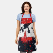 レッドバッファロープレイドポーラーベア エプロン (着用した状態)