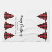 レッドバッファロープレイドメリークリスマスカスタム キッチンタオル (横)