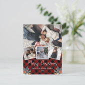 レッドバッファロープレイドラスティックフォトコラージュホリデー シーズンカード (スタンド正面)