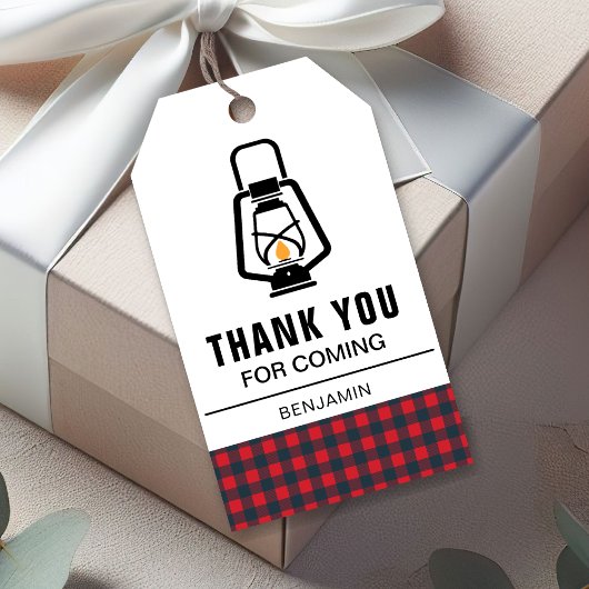 レッドバッファロープレイドランタンランバージャック誕生日 ギフトタグ