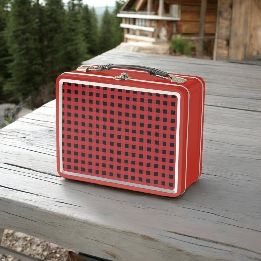 レッドバッファロープレイドランチボックスforホリデービーブ メタルランチボックス