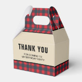 レッドバッファロープレイドランバージャックバースデーパーティー フェイバーボックス (裏面サイド)