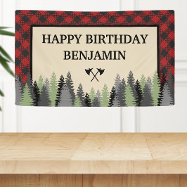 レッドバッファロープレイドランバージャックバースデーパーティー 横断幕