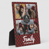 レッドバッファロープレイドランバージャックファミリーフォトコラージュ フォトプラーク (側面)