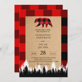 レッドバッファロープレイドヴィンテージクラフト招待状 招待状 (正面/裏面)