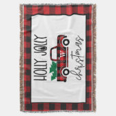 レッドバッファロープレイドヴィンテージトラック&ツリーモノグラム スローブランケット (正面縦)