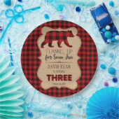 レッドバッファロープレイド誕生日3カスタム ペーパープレート (パーティー)