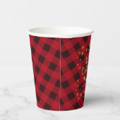 レッドバッファロープレイド金ゴールドスノーフレークメリークリスマス 紙コップ (右)