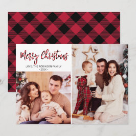 レッドバッファロープレイド2フォトコラージクリスマスホリ シーズンカード