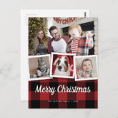 レッドバッファロープレイド4フォトコラージクリスマメリータス ポストカード (正面/裏面)