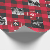 レッドバッファロープレイド |クリスマスのモノグラム&写真 ラッピングペーパー (角)