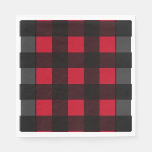 レッドバッファロープレイド スタンダードランチョンナプキン (正面)
