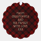 レッドバッファロープレイド&スターズメリークリスマス素朴 オーナメントカード (裏面)