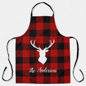 レッドバッファロープレイド&ディアー |個人名ギフト エプロン (正面)