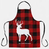 レッドバッファロープレイド&ディアー |個人名ギフト エプロン (正面)