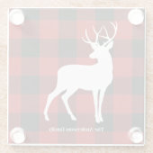 レッドバッファロープレイド&ディアー |個人名ギフト ガラスコースター (裏面)