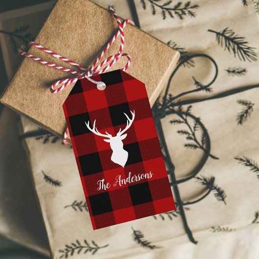 レッドバッファロープレイド&ディアー |個人名ギフト ギフトタグ