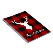 レッドバッファロープレイド&ディアー |個人名ギフト ノートブック (右側)