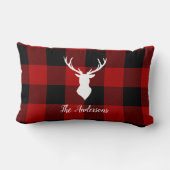 レッドバッファロープレイド&ディアー |個人名ギフト ランバークッション (裏面)