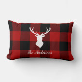 レッドバッファロープレイド&ディアー |個人名ギフト ランバークッション (正面)