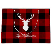 レッドバッファロープレイド&ディアー |個人名ギフト ラージペーパーバッグ (正面)