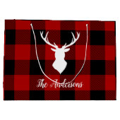 レッドバッファロープレイド&ディアー |個人名ギフト ラージペーパーバッグ (裏面)