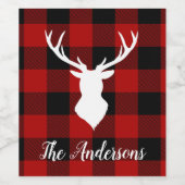 レッドバッファロープレイド&ディアー |個人名ギフト ワインラベル (シングルラベル)