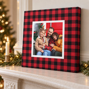レッドバッファロープレイド ファームハウス クリスマス 写真 キャンバス