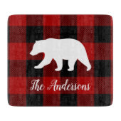 レッドバッファロープレイド&ベア |個人名ギフト カッティングボード (正面)