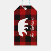 レッドバッファロープレイド&ベア |個人名ギフト ギフトタグ (正面)