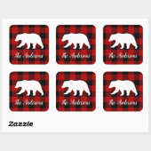 レッドバッファロープレイド&ベア |個人名ギフト スクエアシール (シート)