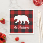 レッドバッファロープレイド&ベア |個人名ギフト スタンダードランチョンナプキン (インサイチュ)
