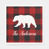レッドバッファロープレイド&ベア |個人名ギフト スタンダードランチョンナプキン (正面)
