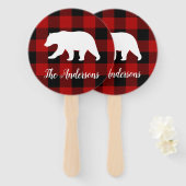 レッドバッファロープレイド&ベア |個人名ギフト ハンドファン (正面&裏面)