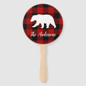 レッドバッファロープレイド&ベア |個人名ギフト ハンドファン (正面)