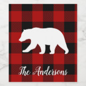 レッドバッファロープレイド&ベア |個人名ギフト ワインラベル (シングルラベル)