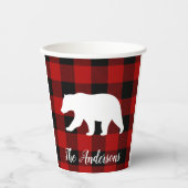 レッドバッファロープレイド&ベア |個人名ギフト 紙コップ (正面)