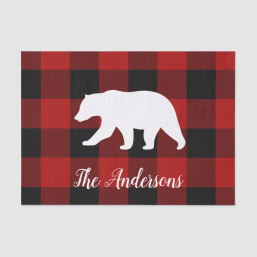 レッドバッファロープレイド&ベア |個人名ギフト 薄葉紙 (正面)